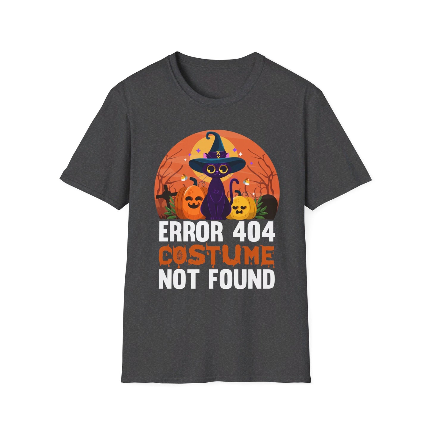 Error 404 Costume Not Found Funny Halloween Witch Cat Pumpkin T-Shirt