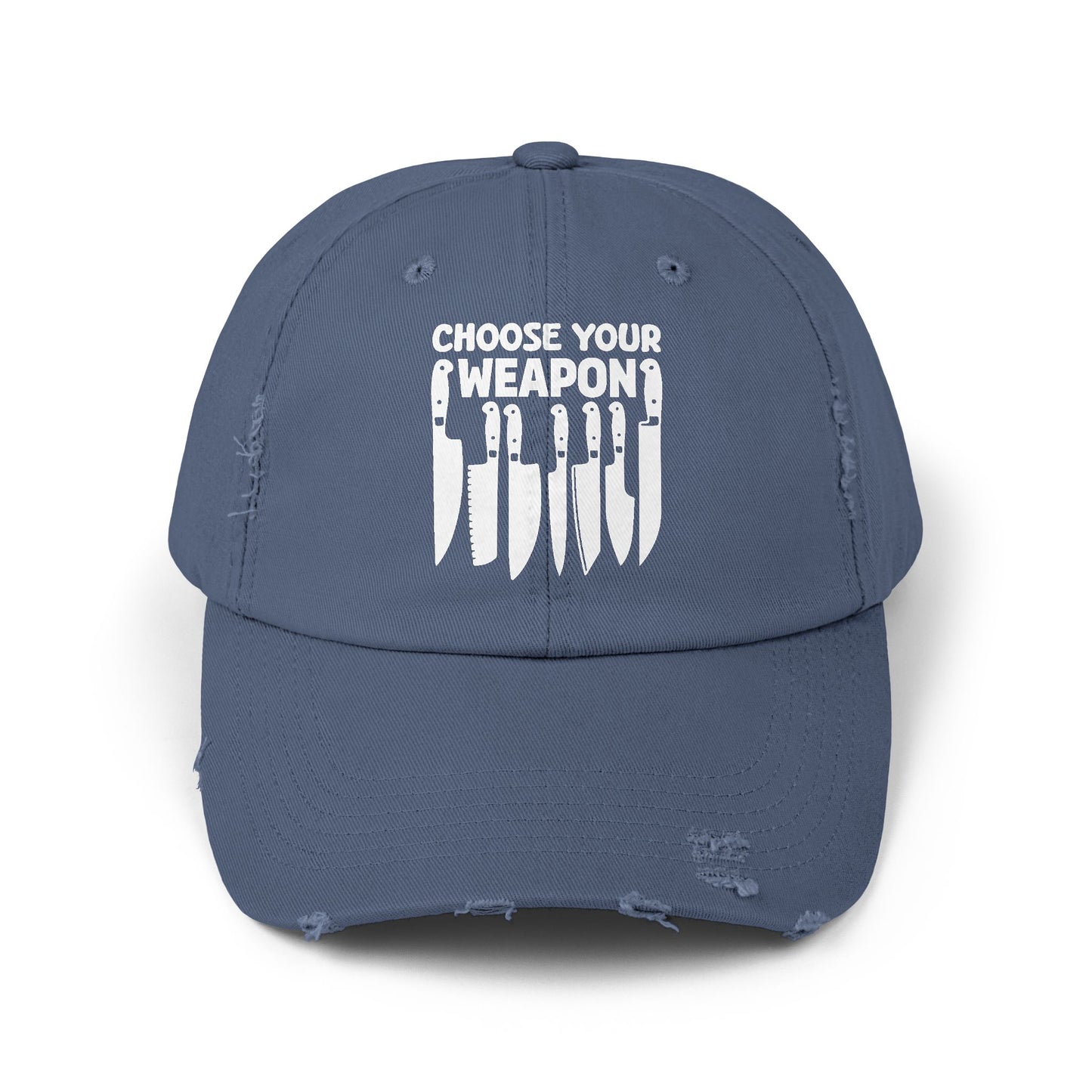 Choose Your Weapon Chef Knife Humor Cap