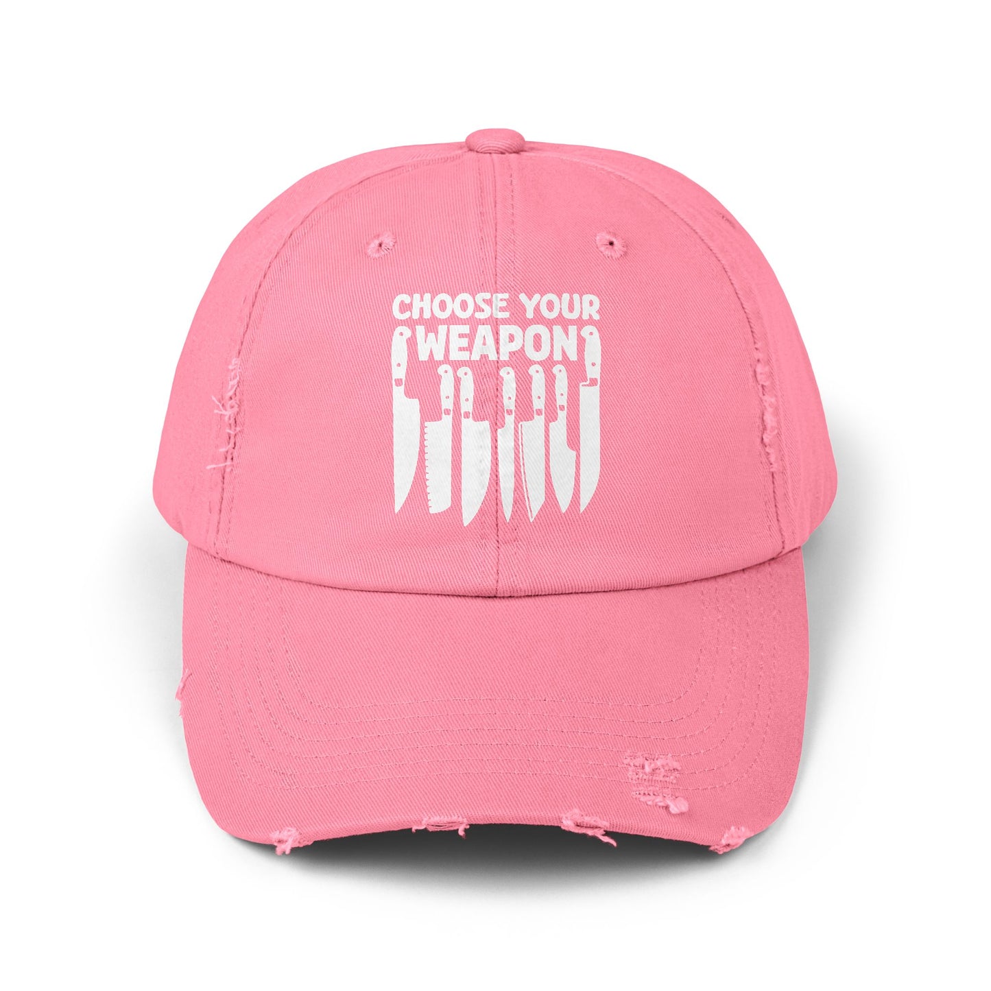 Choose Your Weapon Chef Knife Humor Cap