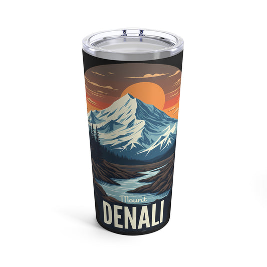 Mount Denali Scenic Landscape with Sunset and River