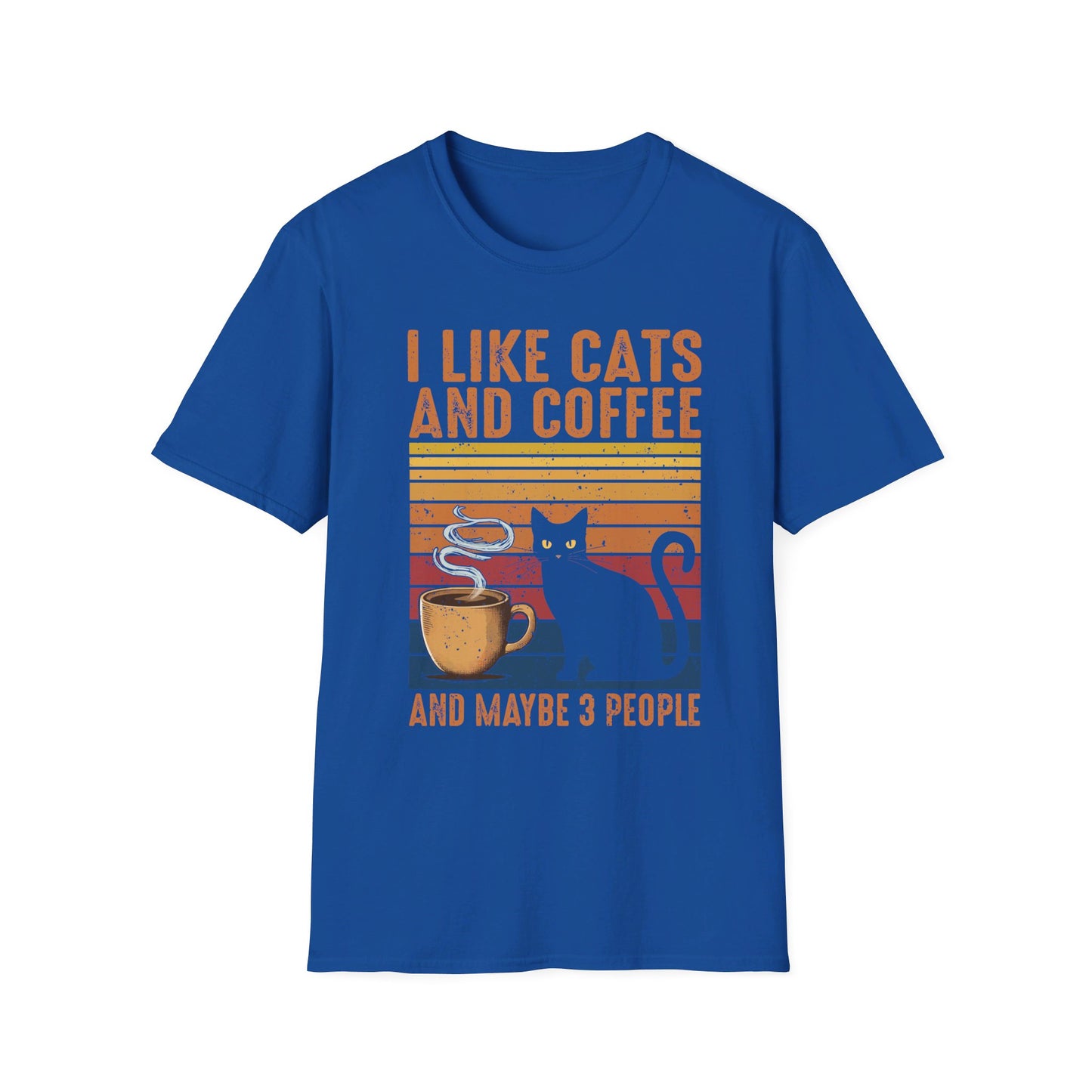 I Like Cats And Coffee And Maybe 3 People - Retro Cat Lover Coffee Enthusiast T-Shirt