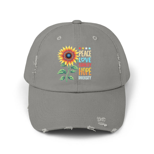 Peace Love Equality Hope Diversity Sunflower Cap