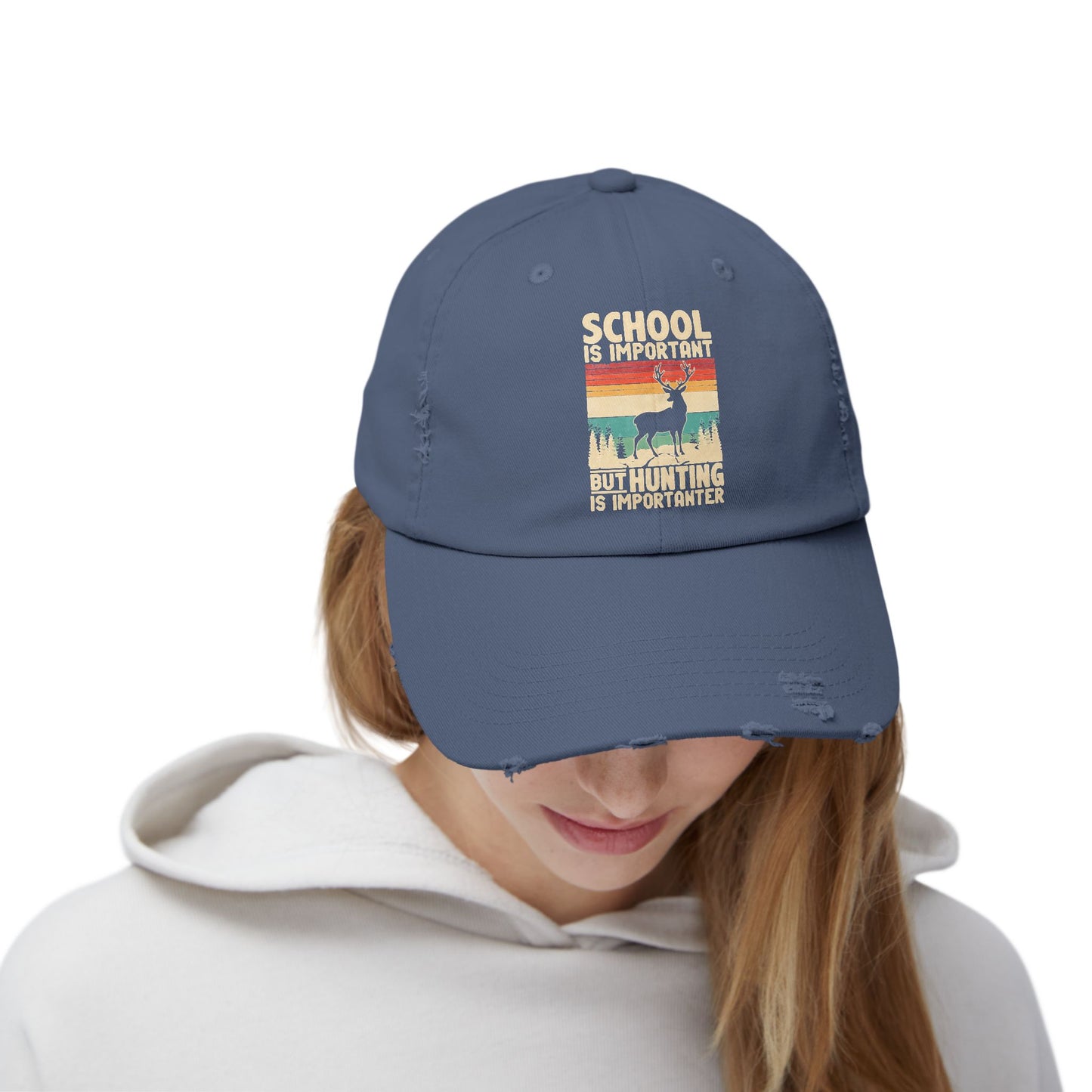 School Is Important But Hunting Is Importanter Deer Silhouette Cap