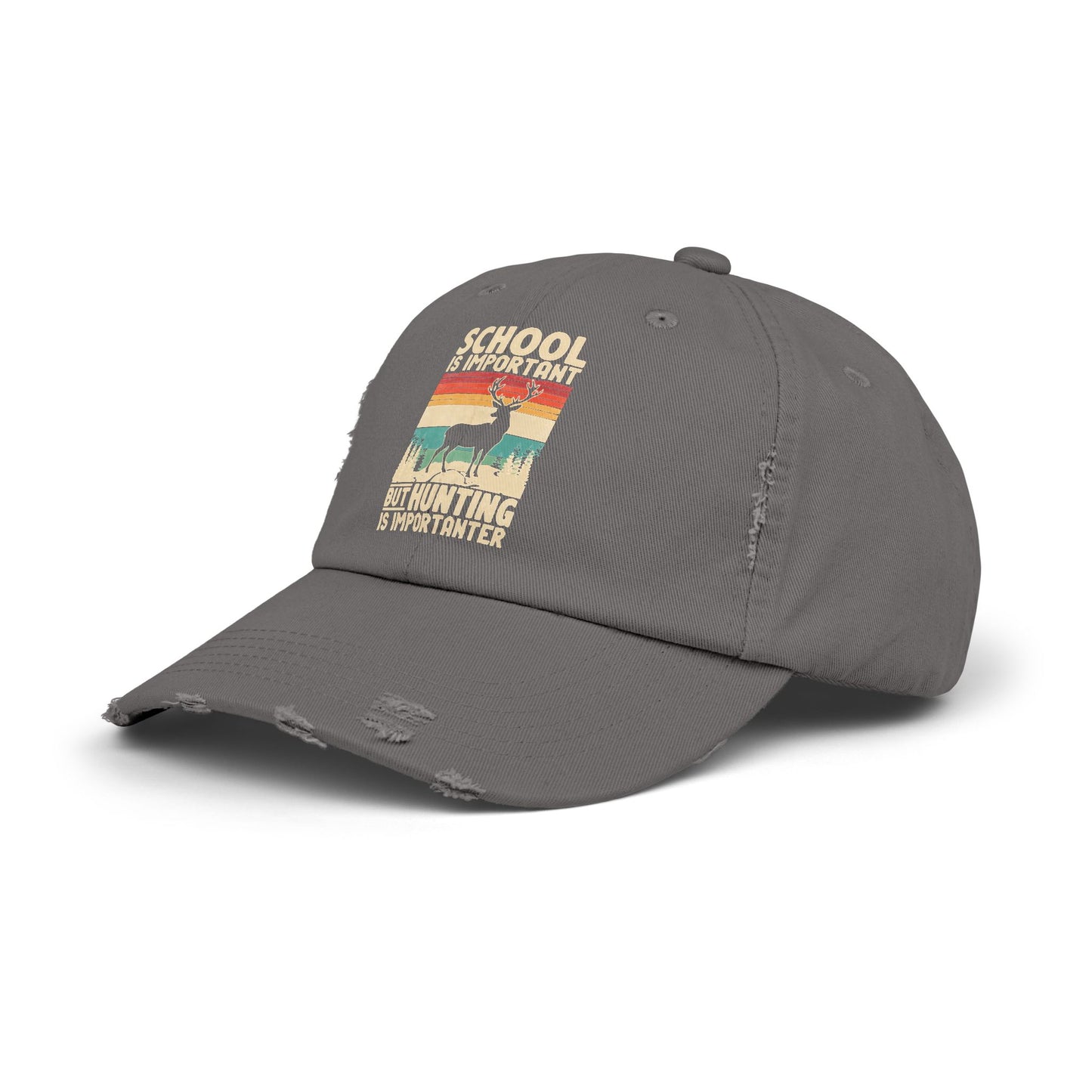 School Is Important But Hunting Is Importanter Deer Silhouette Cap