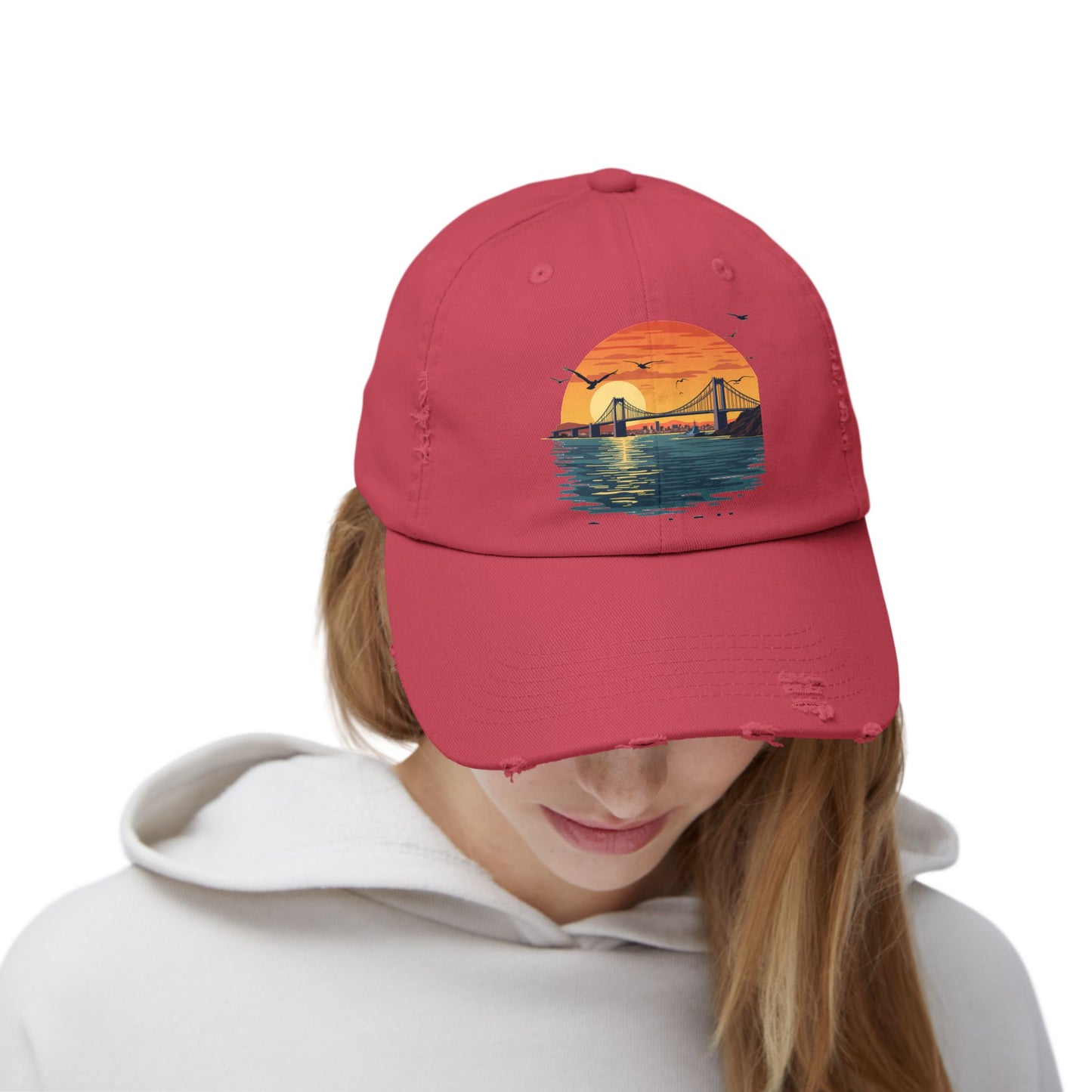 Coronado Bridge Sunset Silhouette with Seagulls and Cityscape View Cap