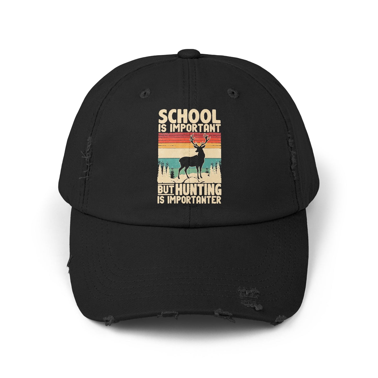 School Is Important But Hunting Is Importanter Deer Silhouette Cap