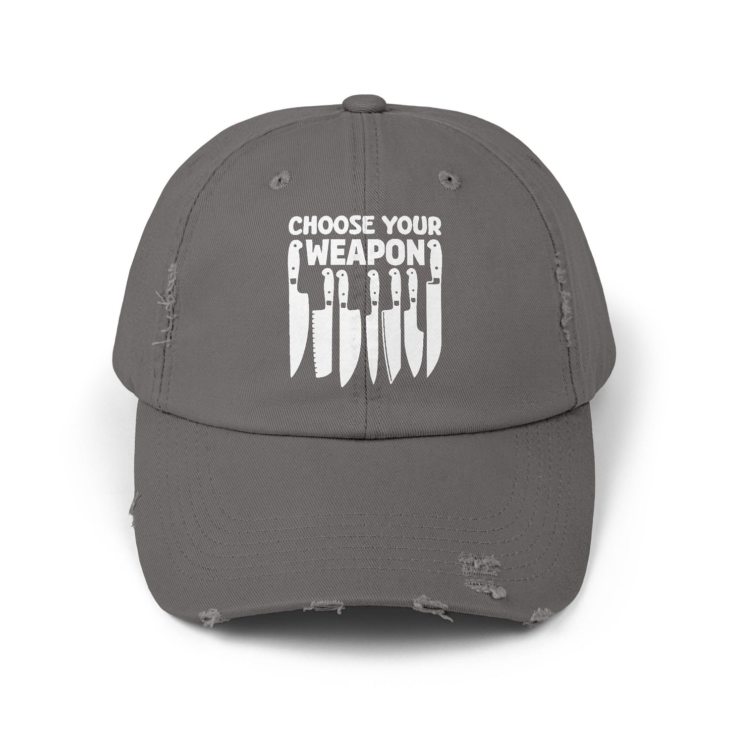Choose Your Weapon Chef Knife Humor Cap