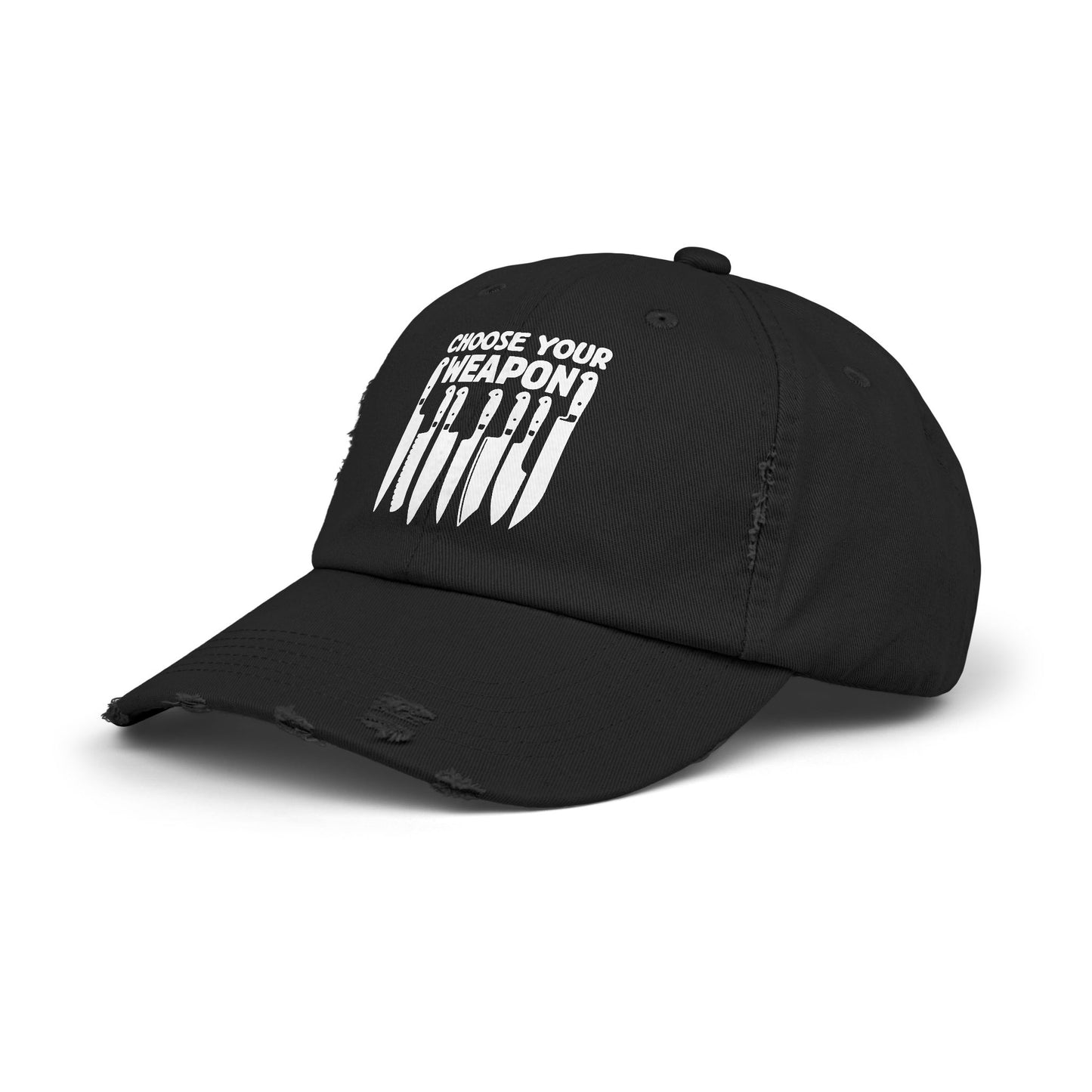 Choose Your Weapon Chef Knife Humor Cap