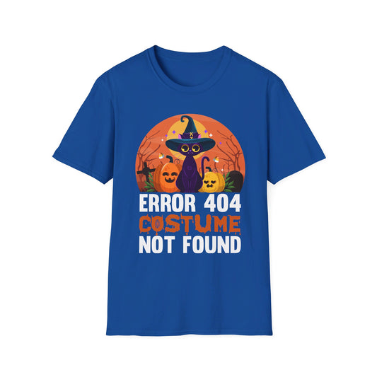 Error 404 Costume Not Found Funny Halloween Witch Cat Pumpkin T-Shirt