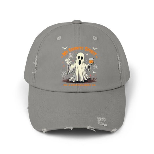 My Favorite Spirit Is Whiskey Ghost Fun Halloween Design Cap