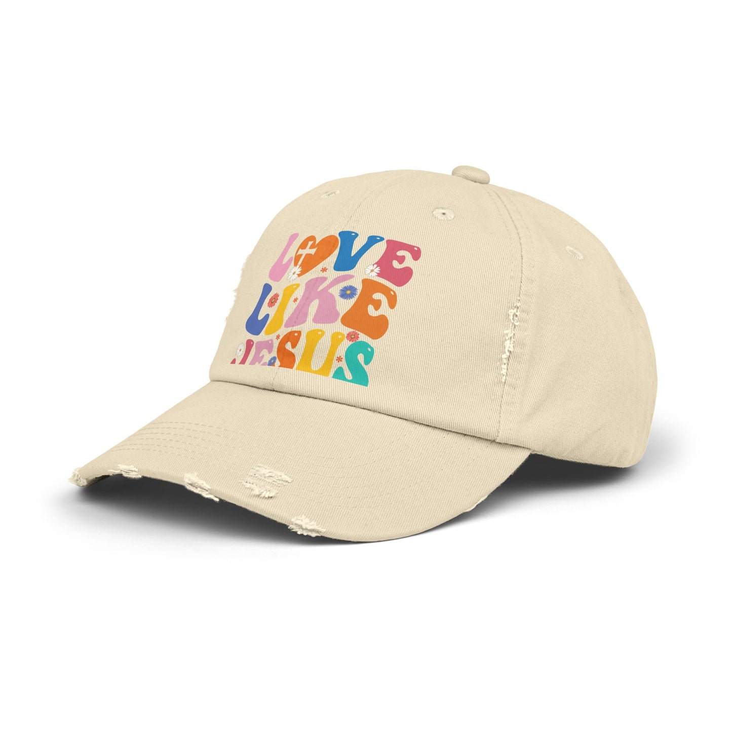 Love Like Jesus Inspirational Message with Cross and Flowers Cap
